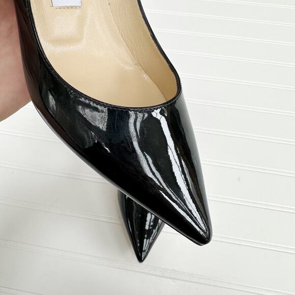 Jimmy Choo Aza Kitten Heel Pumps Patent Leather Black Anouk Pointed Toe 36.5 - Picture 7 of 14